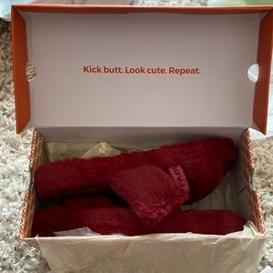 Fabletics Soft Fuzzy Slides Red